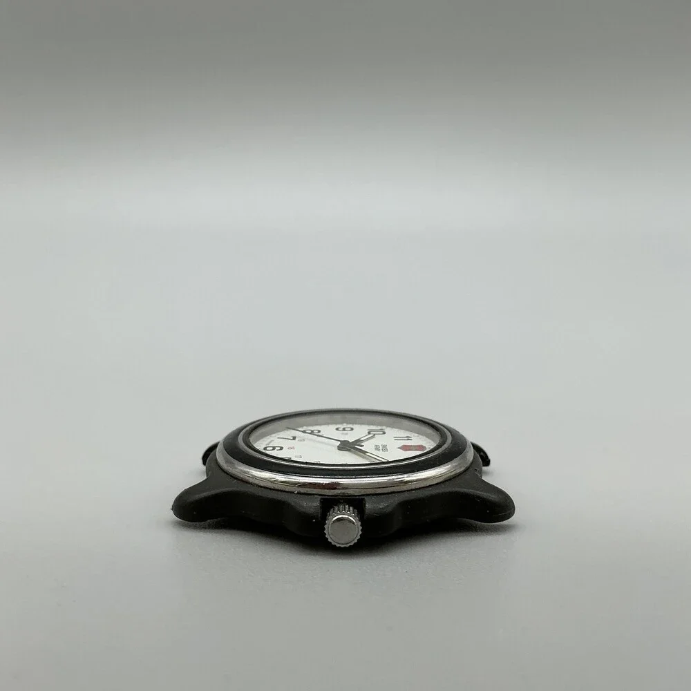 Vintage Victorinox Swiss Army Black Bezel Silver Tone Mens Watch 39mm For Parts